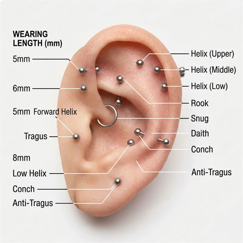 Sterling Silver Zircon Ear Bone Piercing Jewelry for Women - Geometric Horse Eyes Design