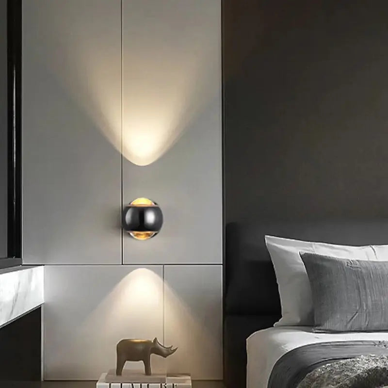 Modern Aluminum Wall Light with Glass Shade for Living Room Bedroom Corridor