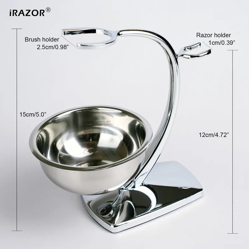 Shaving Bowl and Stand Set with Magnetic Base - Stainless Steel & Chrome