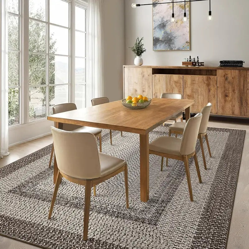 Boho Braided Area Rug 8x10FT Large Non-Shedding Floor Carpet for Living Room