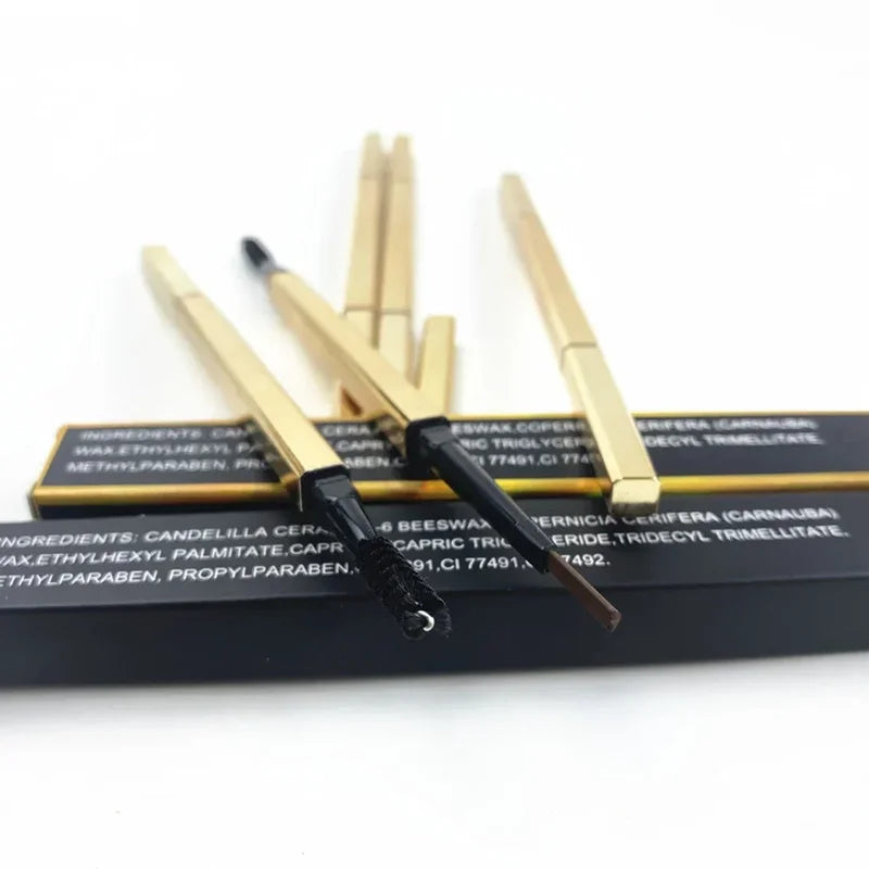 Waterproof Double-Headed Eyebrow Pencil with Brush - Bulk 5 Colors Makeup Tool