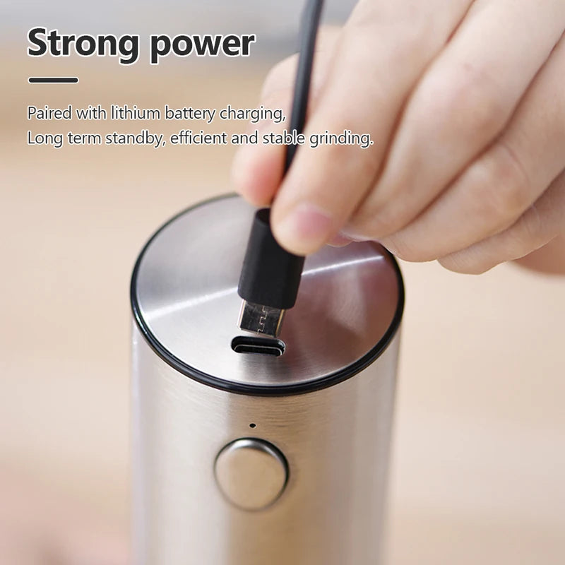 Electric Salt and Pepper Grinder Set USB Rechargeable Adjustable Coarseness Kitchen Tool