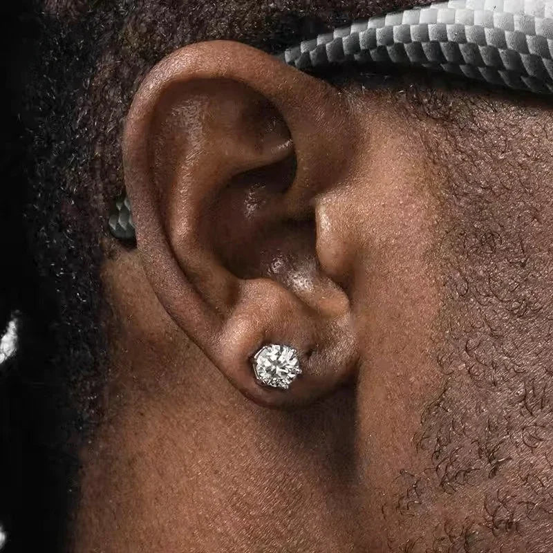 Magnetic Ear Clip Non Piercing Jewelry Pack - Unisex Punk Round Zircon Earrings