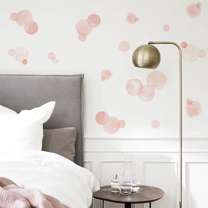 Pink Polka Dot Wall Sticker - Children's Room Decor, Small Size Kindergarten Background