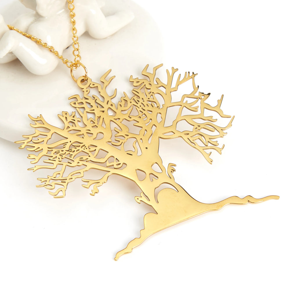 Halloween Tree Pendant Necklace Stainless Steel Tree of Life Jewelry