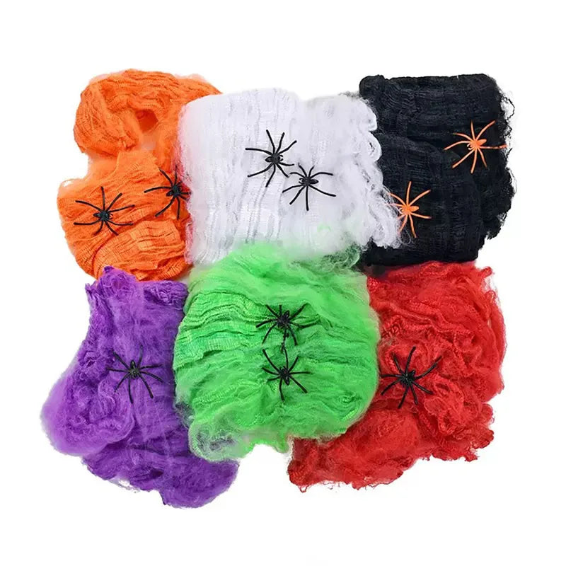 Halloween Spider Web Decoration Artificial Cobweb with Spider for Haunted House