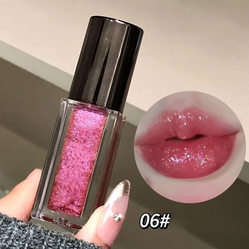 Multichrome Lip Gloss with Glitter & Mirror Effect - Sparkling 3D Lip Shine