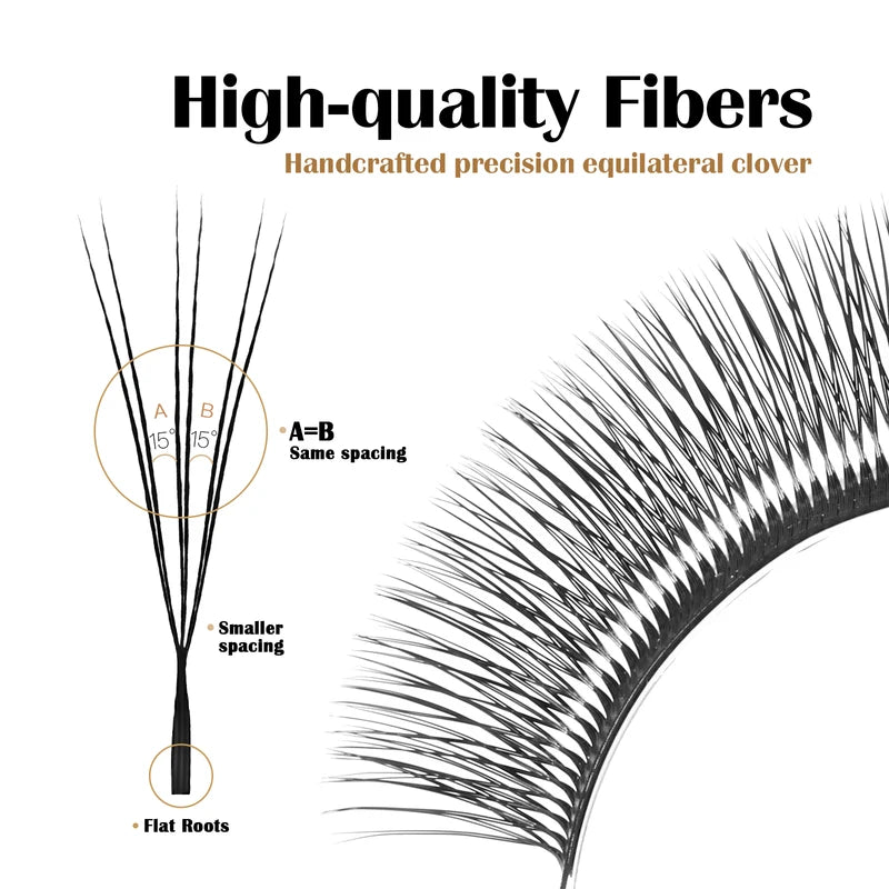 V-Shaped 6D False Eyelash Extensions Matte Black 12 Rows for Natural Volume