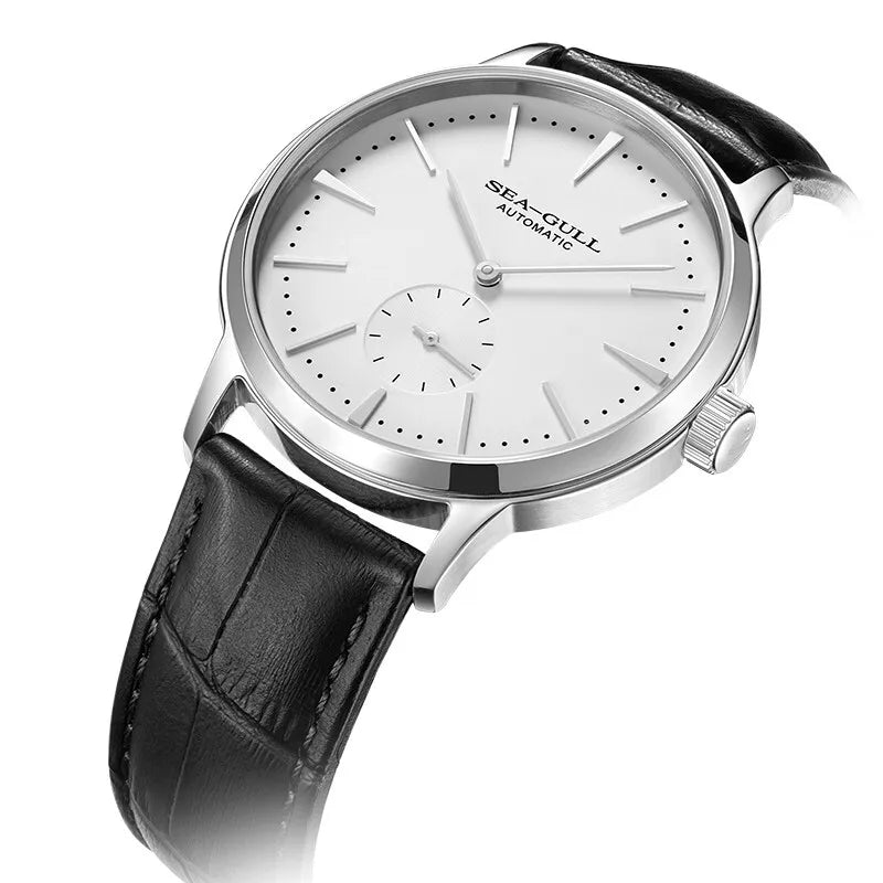 Men's Mechanical Wristwatch with 50m Waterproof Leather Strap Business Watch