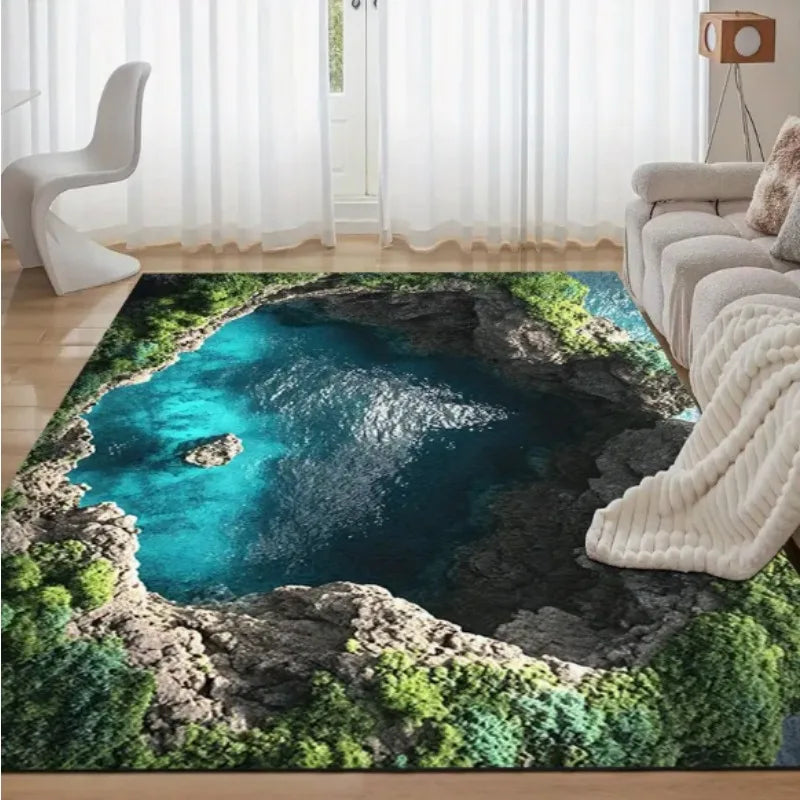 3D Ocean Scenery Floor Mat for Living Room Bedroom Kitchen Bathroom Home Decor