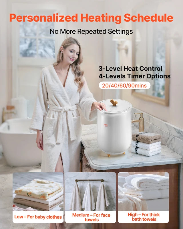 20L Heated Towel Warmer Bucket with LED Light & Auto Shut-Off for SPA & Home
