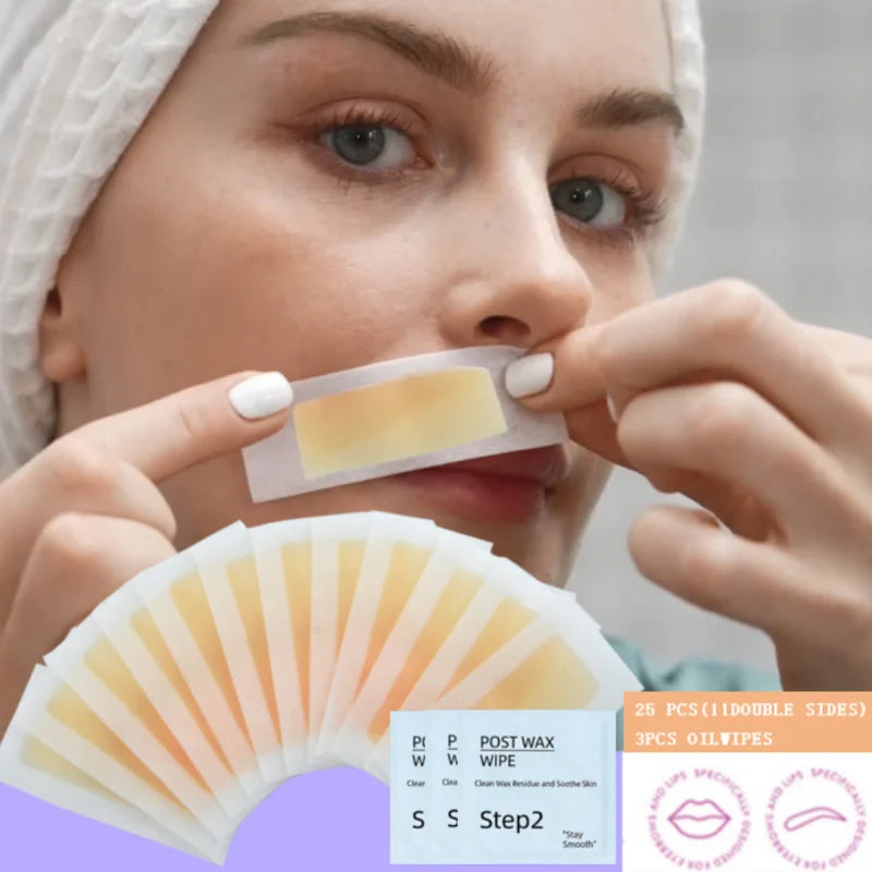 Honey Scented Double Sided Hair Removal Wax Strips Set for Face & Upper Lip