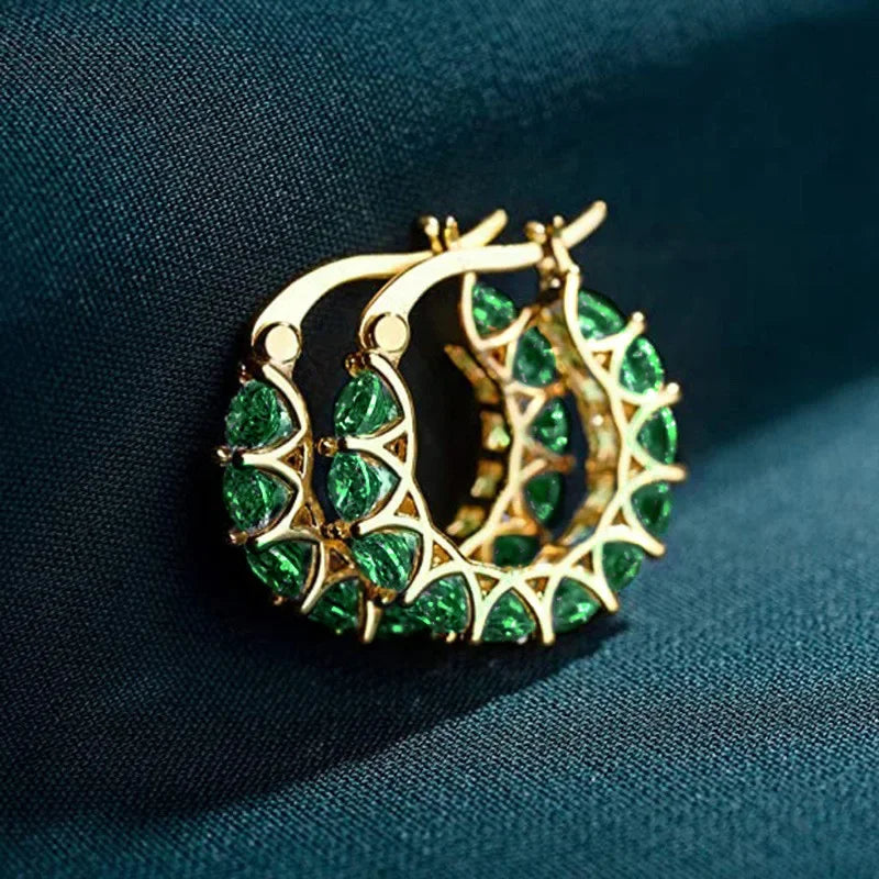 Elegant Zircon Hoop Earrings for Women Gold Silver Crystal Jewelry Gift