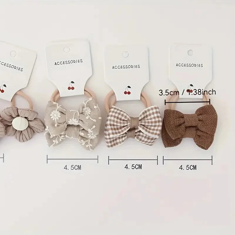 Colorful Flower and Bow Headbands Set - Soft Polyester Hair Accessories for Casual Wear