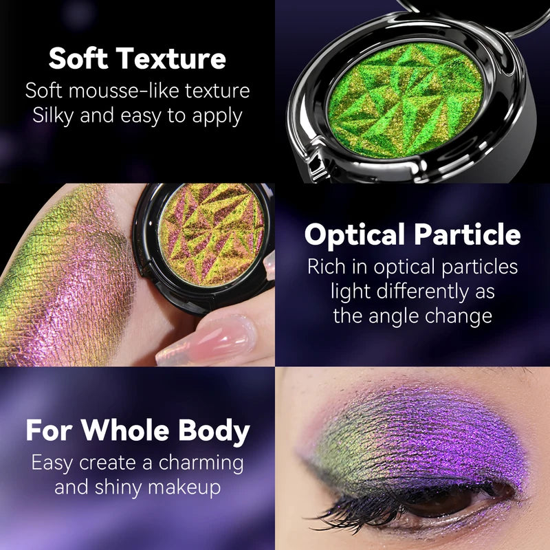 Multichrome Glitter Eyeshadow Set with Primer Long-Lasting High Chrome Pigment