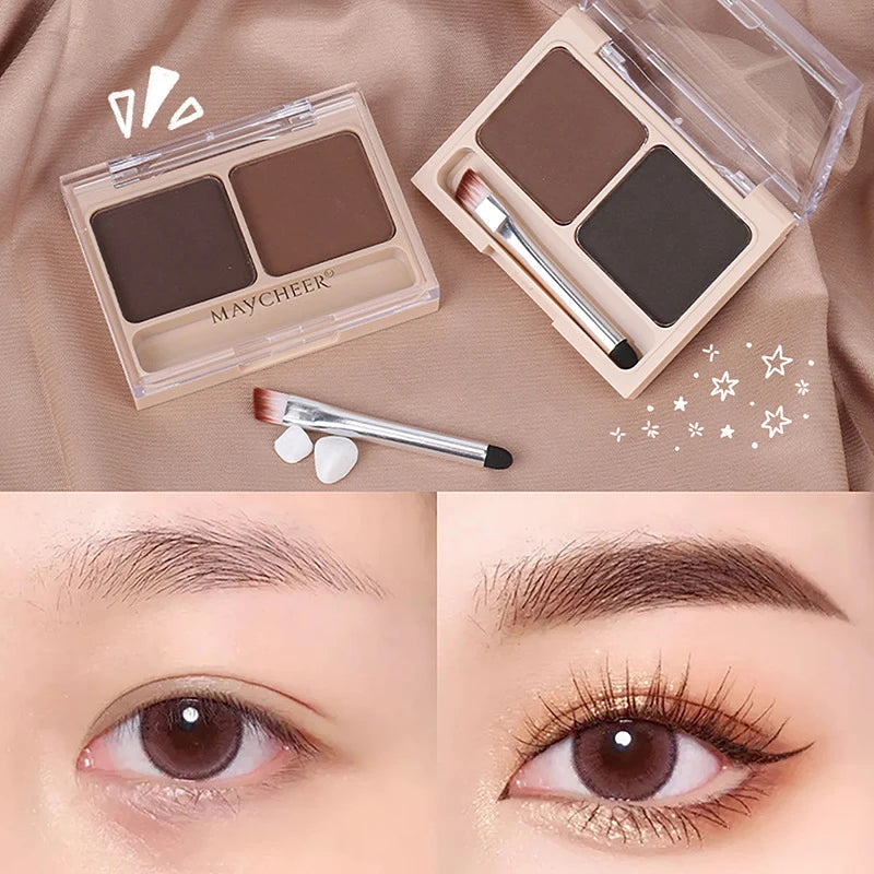 Waterproof Eyebrow & Eye Shadow Palette with Brush - 2 Color Options