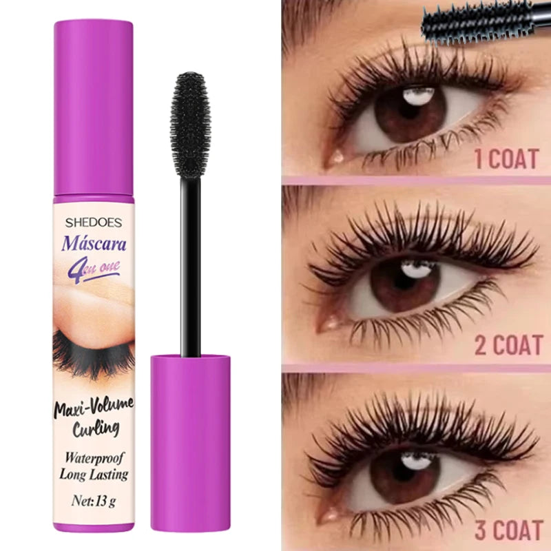 Waterproof 5D Lengthening Mascara for Long-Lasting Silky Lashes - Black