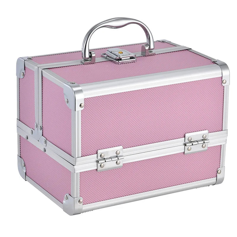 Large Capacity Aluminum Alloy Makeup Case with Mirror Portable Organizer for Professional Artists