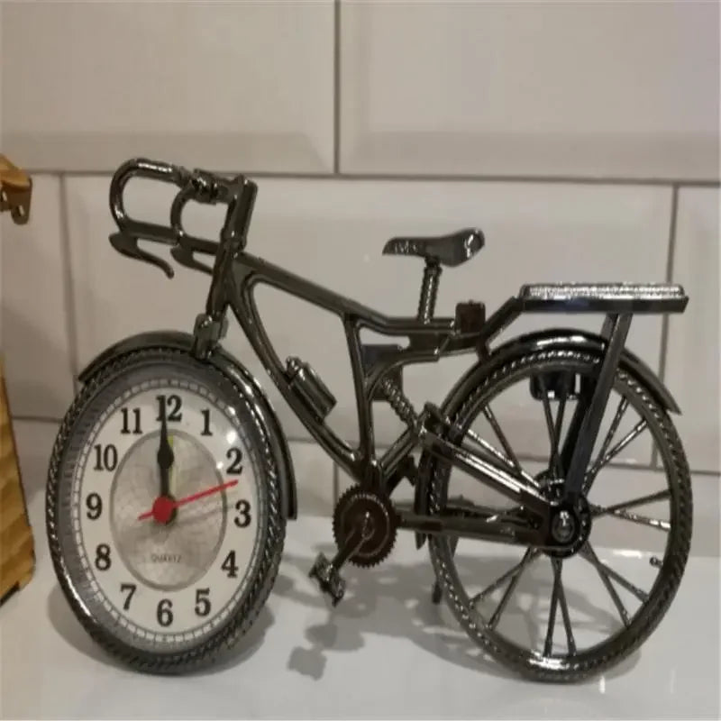 Retro Bicycle Alarm Clock Set Table Clock European American Style Grey