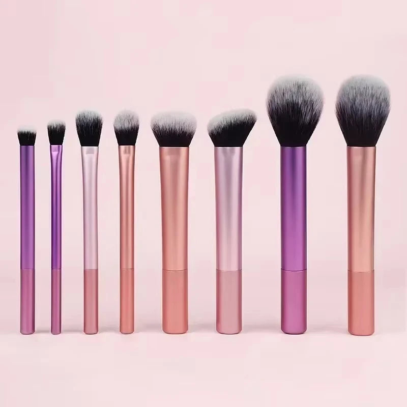 7/8pcs Makeup Brush Set - Soft Synthetic Hair Foundation Blush Eye Cosmetic Tools