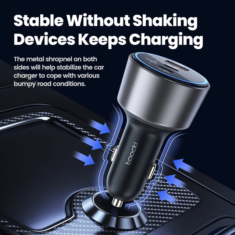 Fast Charging Car Charger with USB Type C QC 4.0 PPS PD 100W for Smartphone & Laptop