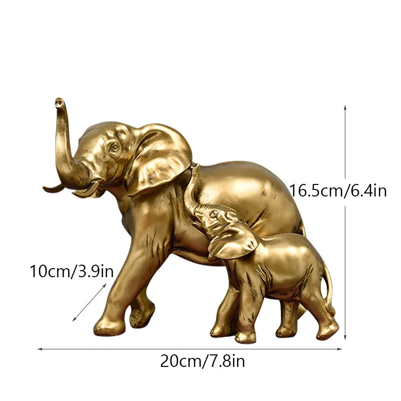 Resin Elephant Figurines for Home Decor Lucky Fortune Ornament Collection