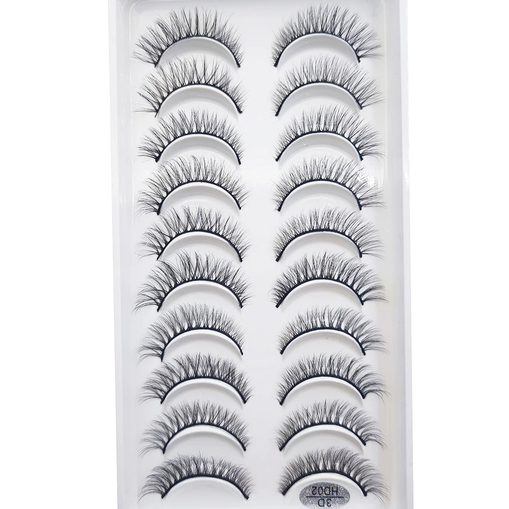 20 Pairs Natural 3D Mink False Lashes Dense Cross & Messy Eye Makeup Extensions