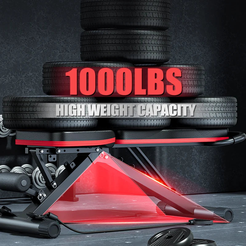 Foldable Multi-Functional Dumbbell Bench with 1000 lbs Capacity and 6 Adjustable Incline Levels