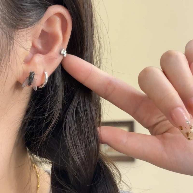 Funny Flies Earrings for Women Halloween Party Insect Jewelry Small Studs