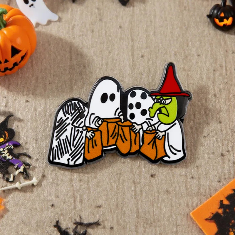 Halloween Ghost Lapel Pin Vintage Pumpkin Believer Enamel Brooch Cute Badge