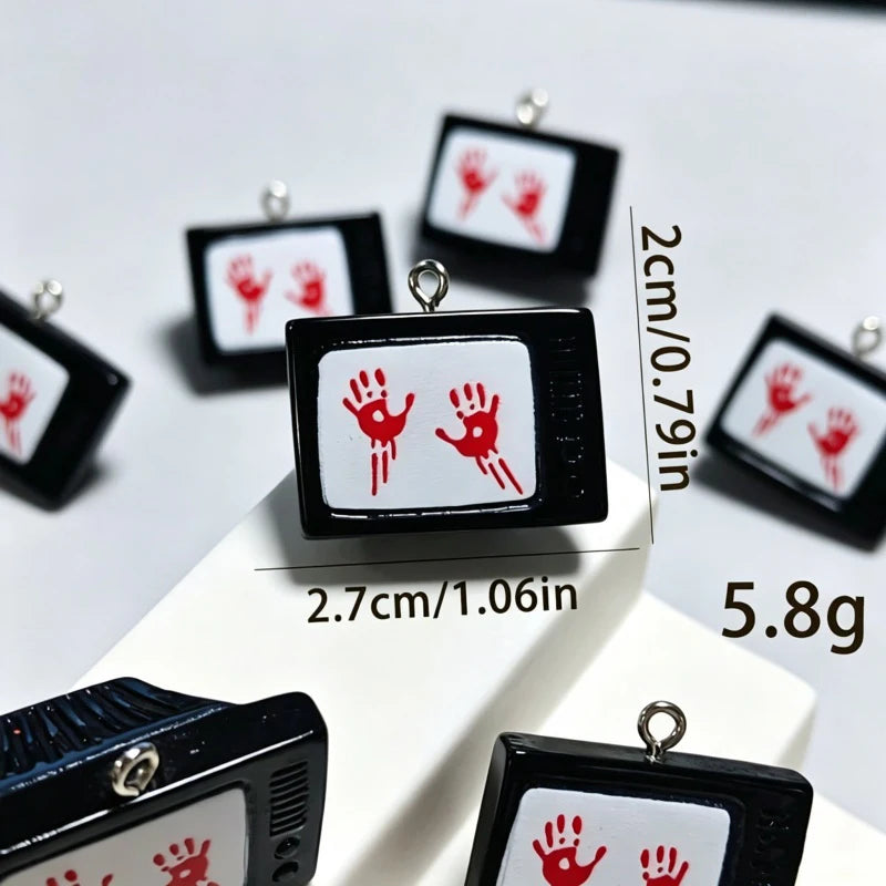 Halloween Bloody Red Handprint Resin Charms Pack for Jewelry & Keychains - Gothic Pendant DIY Set
