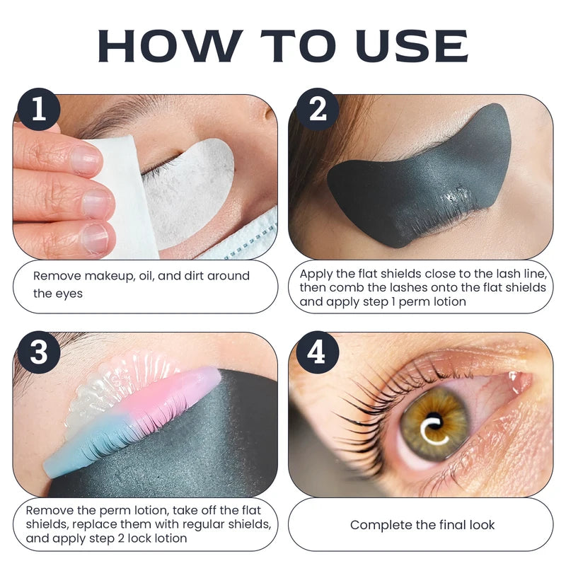 Reusable Silicone Eye Pads for Lash Lift & Eyelash Extensions - Black, Ivory, Brown