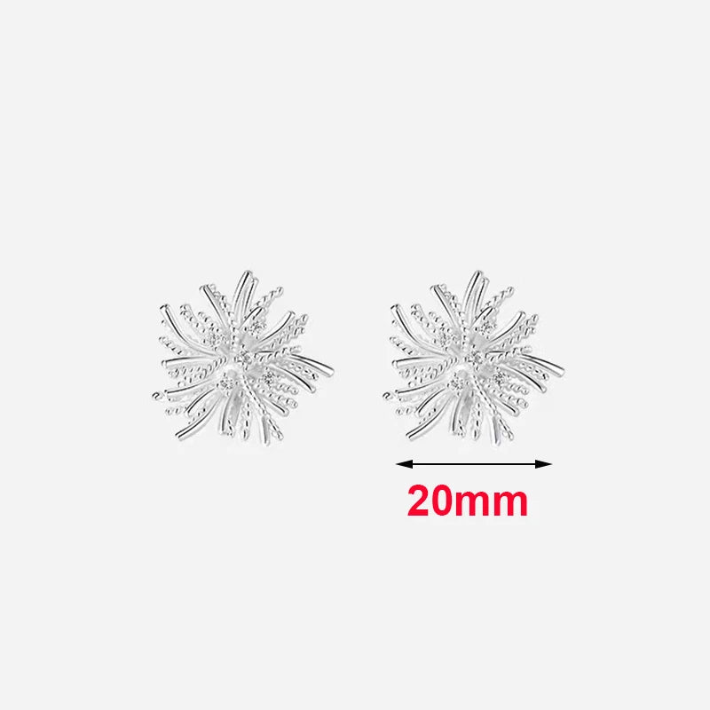 925 Silver Zircon Flower Stud Earrings for Women Party Jewelry