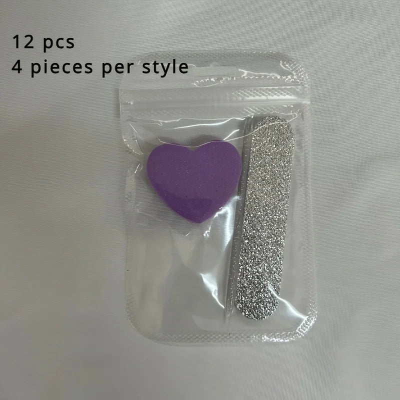 Pink Glitter Nail Care Kit with Buffers and Nail Art Tools - 12 Piece Set