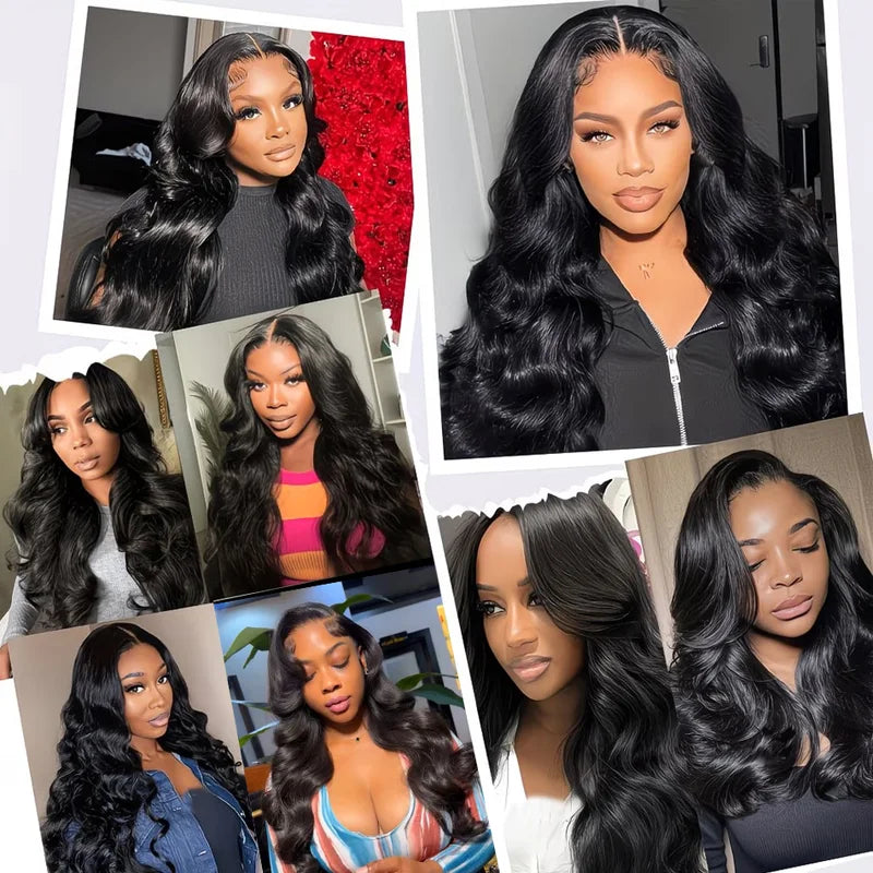 Human Hair Wigs 13x6 Lace Frontal Body Wave 250 Density 30-40 Inch Black