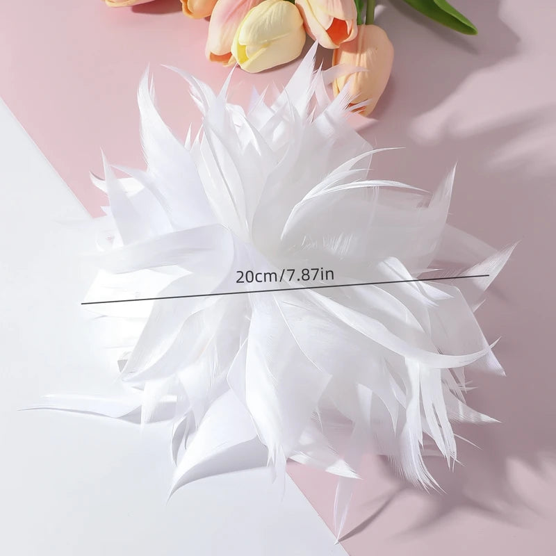 French Style Handmade Multicolor Feather Flower Brooch for Women - Luxury Lapel Pin
