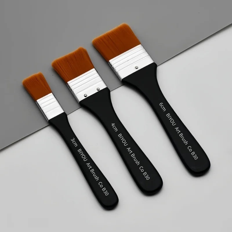 Nylon Painting Brush Set - Hand-Painted Acrylic, Oil & Gouache Brushes
