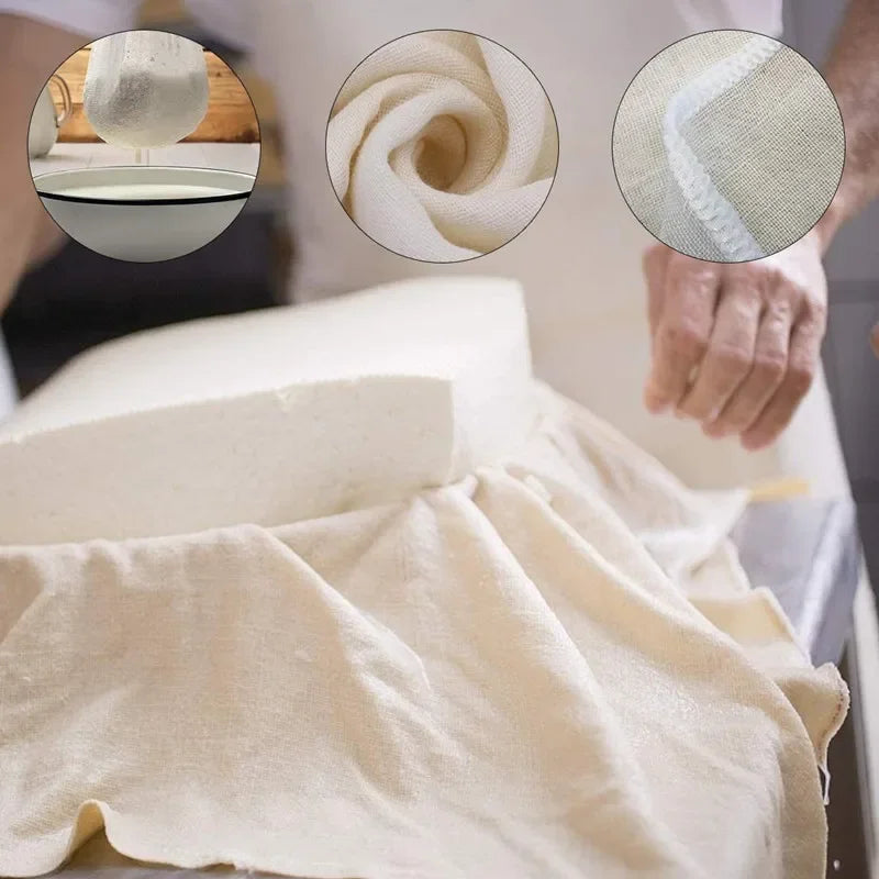 Reusable Cheese Cloth Strainer for Cooking and Baking - Hemmed Muslin Cloth