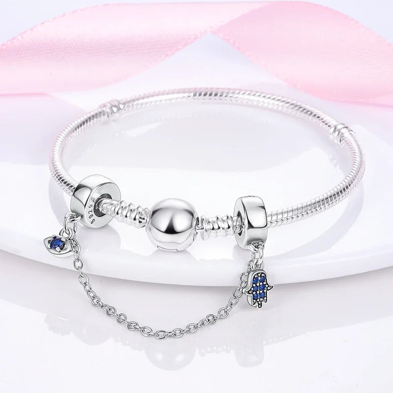 925 Sterling Silver Safety Charms Snowflakes Stars Moon Heart Bow for DIY Jewelry & Gift