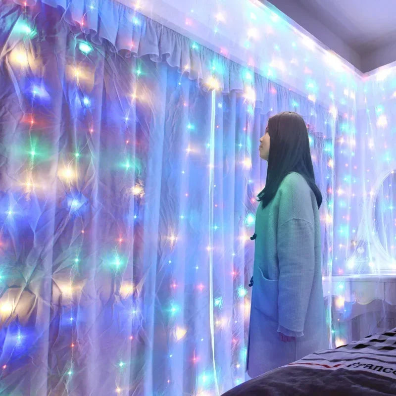 USB Powered Fairy Curtain Lights with Remote Control, 6x3M LED Festoon for Holiday & Christmas Decor