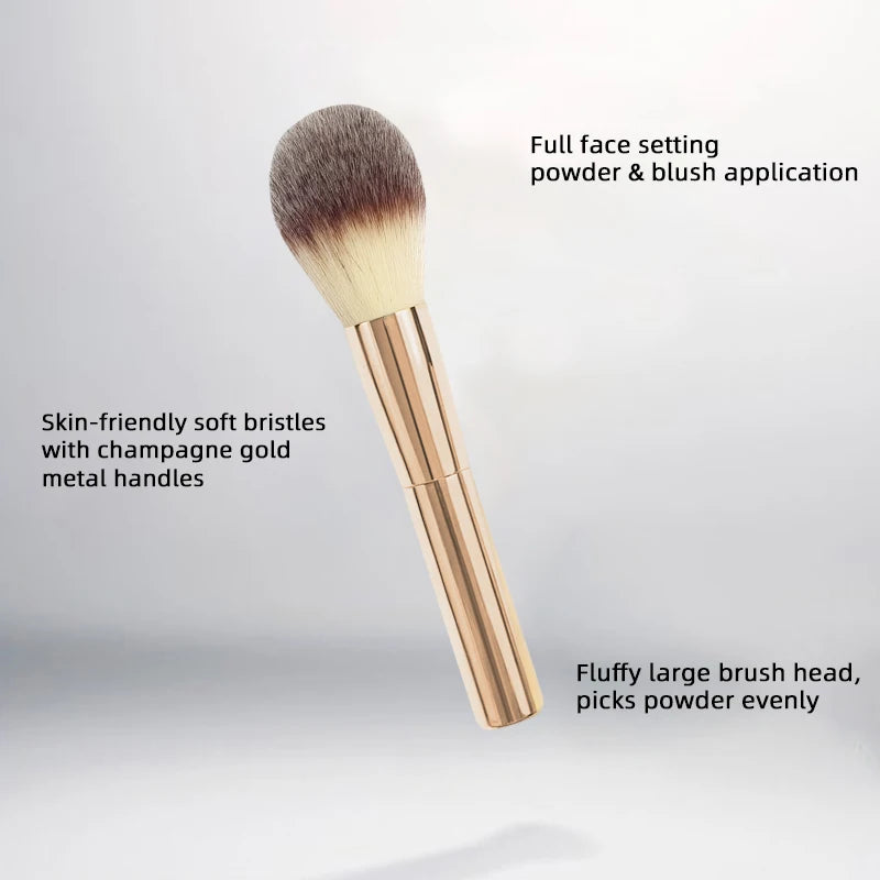 5PCS Makeup Brush Set - Synthetic Hair Foundation & Eyeshadow Brushes, Travel Friendly, Champagne Gold
