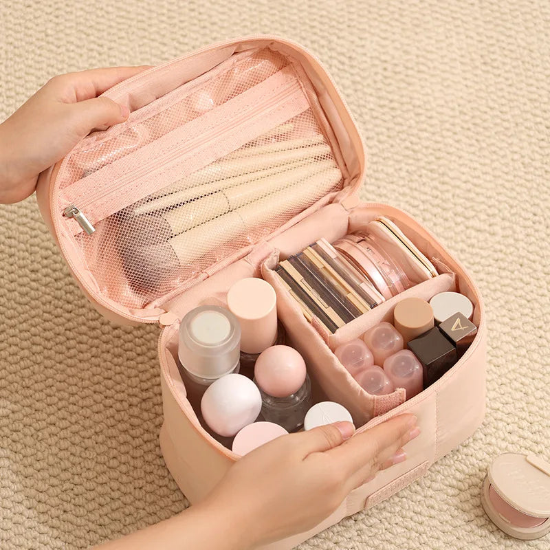 High Capacity Travel Cosmetic Bag Organizer Waterproof Makeup Brush Kit for Women
