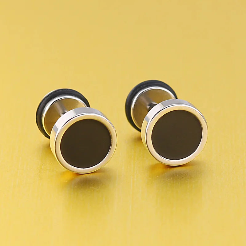 Men's Titanium Steel Black Oil Drip Earrings - Punk Jewelry for Men