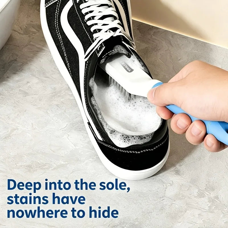 Long Handle Double Head Shoe Brush with Soft & Hard Bristles 360° Cleaning
