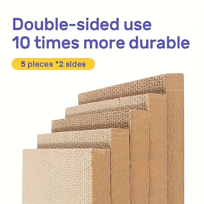 Corrugated Cardboard Cat Scratch Board - Double-Sided, Wear-Resistant, Non-Shedding, Universal Fit, 5 Pack