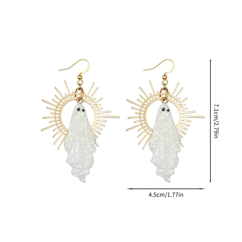 Goth Sun Ghost Star Earrings Halloween Handmade Resin Gothic Punk Jewelry