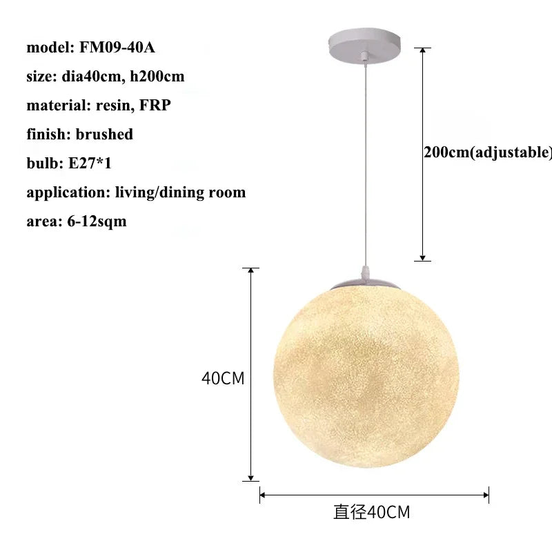 Modern Moon LED Pendant Lights for Living Room Dining Bedroom Home Decor