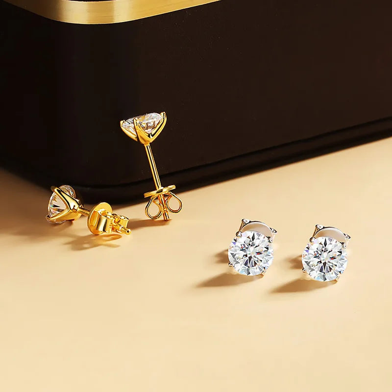 Moissanite Stud Earrings for Women Men 0.1-5ct D Color Round Diamond Jewelry