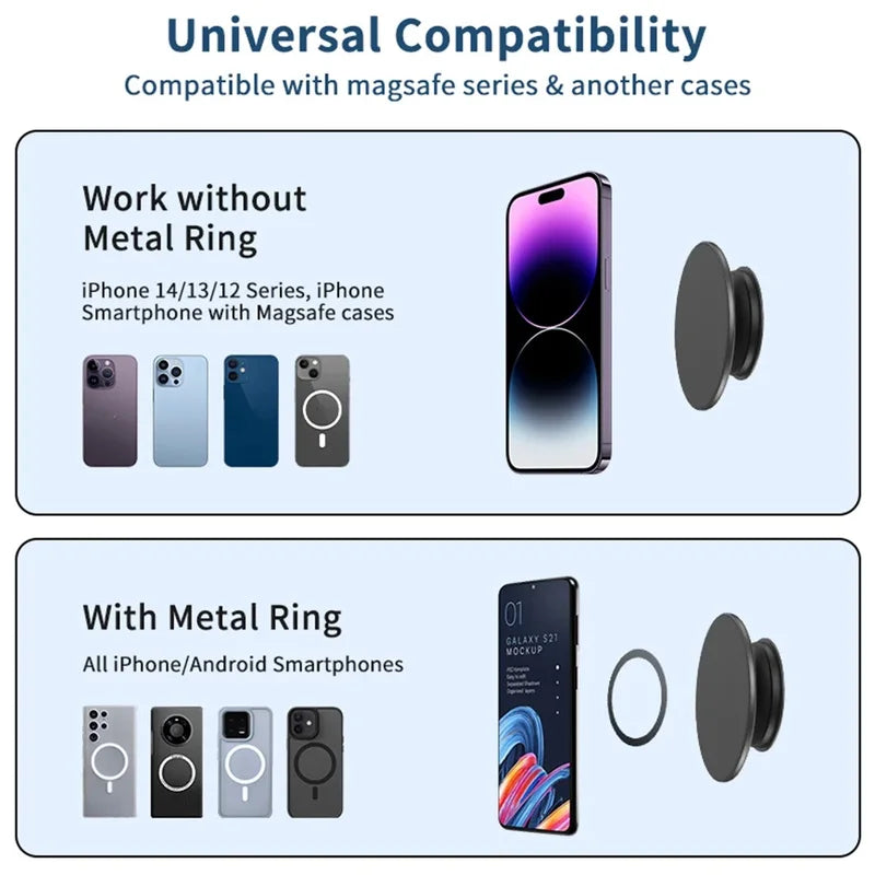 Magnetic Folding Phone Grip Holder Stand for iPhone Samsung - Support & Support Ring