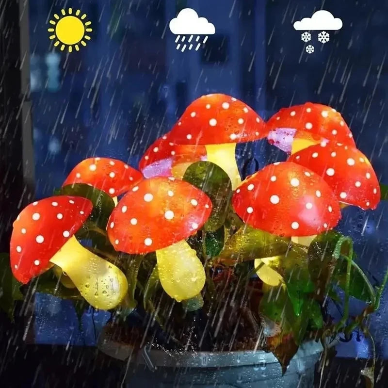 Solar Mushroom Fairy Lights Outdoor Garden Decor Waterproof 8 Modes